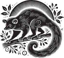 Black Color Aye-aye Silhouette Vector Illustration design, Solid White Background