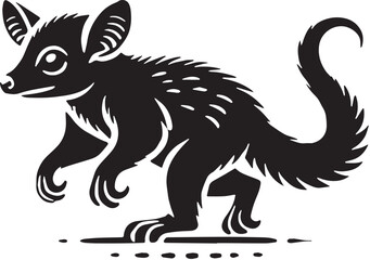 Naklejka premium Black Color Aye-aye Silhouette Vector Illustration design, Solid White Background