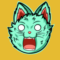 Shocked head cat face vector