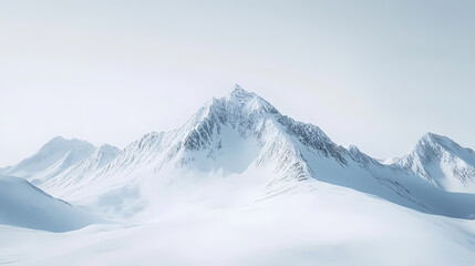 Snowy mountain range, winter landscape, isolated, white background, travel poster. Arctic Ridge. Illustration