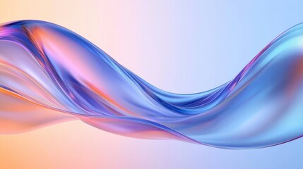 Fototapeta premium Abstract Flowing Wave Liquid Glass Design Soft Lighting Minimalist Pastel Colors 3D Render