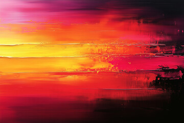 Streaks of Bright Neon Yellow and Orange Running Across a Canvas, Creating a Dynamic and Energetic Artwork