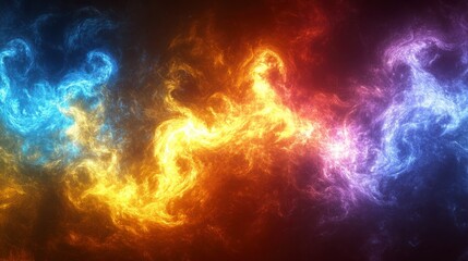 Abstract Swirling Energy Fiery Orange and Cool Blue Plasma Digital Art Background