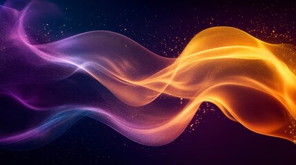 Fototapeta premium Abstract Golden and Purple Energetic Wave Background Sparkling Flowing Design Digital Art