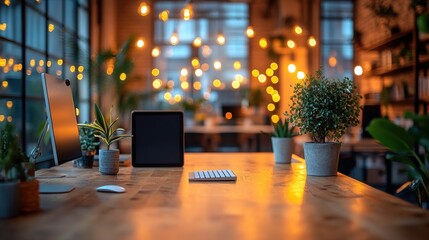 Obraz premium Cozy Loft Office Workspace Tablet
