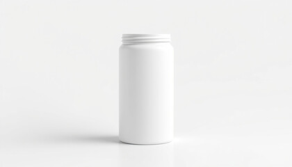 A White Cylindrical Container Stands on White Background