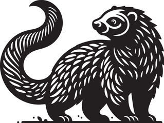 Obraz premium Black Color Binturong Silhouette Vector Illustration design, Solid White Background