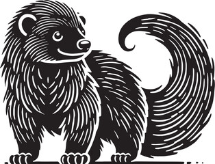 Black Color Binturong Silhouette Vector Illustration design, Solid White Background