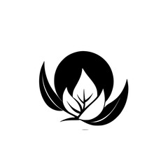 Elegant Black and White Botanical Leaf Design: Minimalist Nature Symbol, Perfect for Logos and Branding