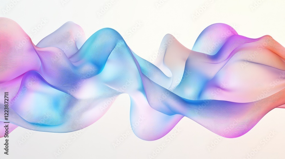 Poster abstract waves in vibrant rainbow colors flowing seamlessly, creating a dynamic and cheerful visual 