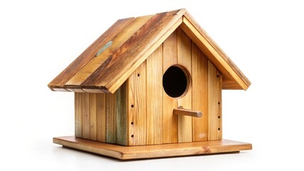 Wooden Birdhouse on White Background