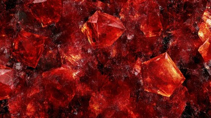 Fiery Red Gemstones Cluster Raw Crystal Texture Background