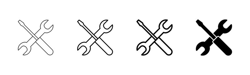 Repair icon vector isolated on white background. Wrench and screwdriver icon. settings vector icon. Maintenance. tools