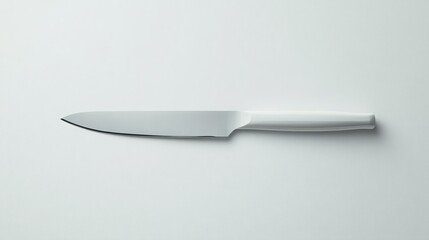 Sleek white-handled kitchen knife on a minimalist background. Perfect for modern cooking imagery.