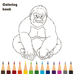 gorilla coloring book pencils design