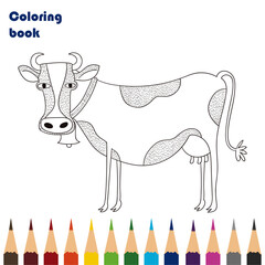 cow coloring book pencils design