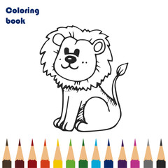 lion coloring book pencils design