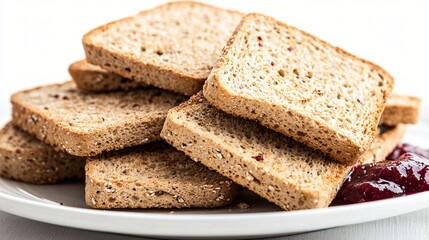 Whole wheat toast and jam breakfast