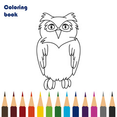 owl coloring book  illustration, Hand drawn