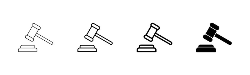 Gavel icon vector isolated on white background. Hammer icon vector. Judge Gavel Auction Icon Vector. Bid