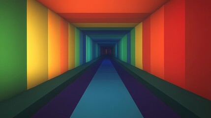 Obraz premium Vibrant Rainbow Tunnel Corridor Abstract Colorful 3D Render Geometric Design