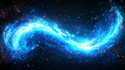 Obraz premium Celestial Swirl Glowing Blue Nebula in Dark Space Cosmic Energy Abstract Background