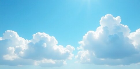 Soft and fluffy white clouds in a bright clear sky, soft clouds, light and airy