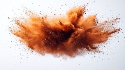 Artistic action shot of brown powder explosion studio setting high-quality visual aesthetic perspective creative concept