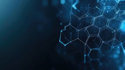 Obraz premium Abstract blue hexagon network fading into a dark background, evoking a sense of infinite technology