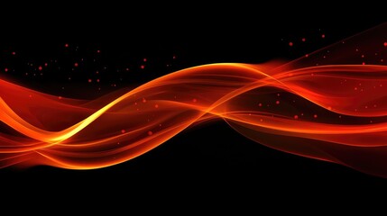 Fototapeta premium Neon waves of fiery red and orange glowing intensely, creating a dynamic abstract flame-like effect.