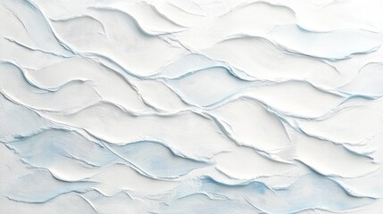 Obraz premium Soft white waves with hints of blue flowing against a soft gradient, creating a serene and tranquil abstract effect.