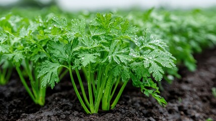 Obraz premium Glistening Carrot Fields After Light Rainfall
