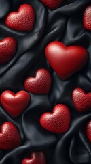 Obraz premium red hearts on black background