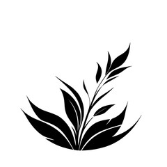 Elegant Black and White Floral Design: Botanical Silhouette Illustration. Perfect for minimalist decor, nature-inspired projects, and stylish graphic designs.