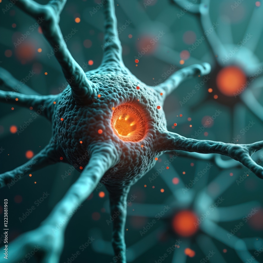 Aufkleber illustration shows single synapse neurotransmitters released. nerve cells communicate, impact feelin