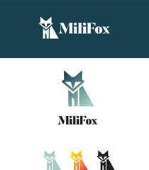 Wolf or fox logo mark style logo design template 