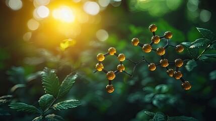 Molecular Structure Floating Amidst Lush Green Foliage