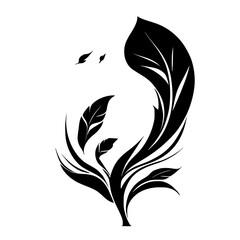 Fototapeta premium Elegant Black and White Floral Design: Abstract Plant Silhouette Illustration. Perfect for nature-inspired decor, botanical prints, and minimalist art projects.