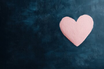 Fototapeta premium Pink heart drawn with chalk on dark background representing love and Valentine's day