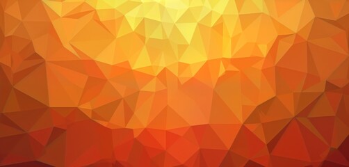 Fototapeta premium Symmetrical orange triangle mosaic background. Geometric pattern design. Low poly style. Bright orange yellow colors create warm, vibrant abstract texture. Suitable for wallpaper. Modern geometric