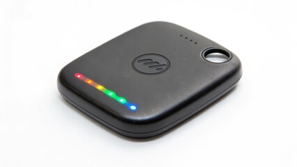 Black Square-Shaped Bluetooth Tracker with LED Lights