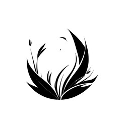 Obraz premium Monochrome Botanical Illustration: Elegant Black and White Floral Design in a Circle. Minimalist Plant Art, Perfect for Nature Lovers and Graphic Design Projects.