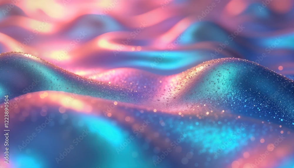 Aufkleber Abstract background with iridescent foil effect. Hologram pattern shows pearlescent gradient of pastel colours. Generative AI created dreamy, cute design. Background texture like metallic. Colorful