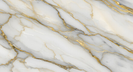 Obraz premium Seamless abstract marble texture in shades of white, gray, and gold, with natural veins and swirls.