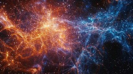 Fototapeta premium Abstract Digital Ecosystem Showcasing Connections in a Vibrant Cosmic Network