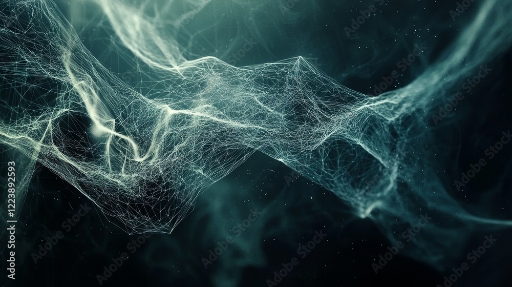 Fototapete High-Tech Data Streamlines Visualized in Abstract Network Connectivity Design