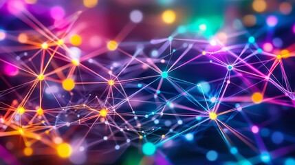 Obraz premium Electrifying Visual of Connections in Cyberspace with Vibrant Colors and Lights
