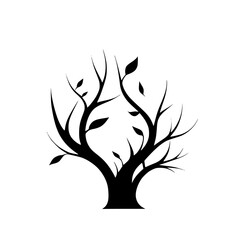 Abstract Tree Silhouette: Minimalist Nature Design.  A simple, elegant vector illustration of a stylized tree, perfect for graphic design projects and nature-themed artwork.
