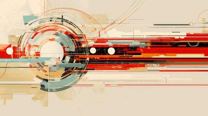 Obraz premium Abstract Futuristic Communication Pathways with Data Flow and Complex Design Elements