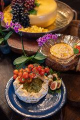 Casamento, buffet, decoração, elementos, prato, mesa, alimentos, decorado, festa, debutante